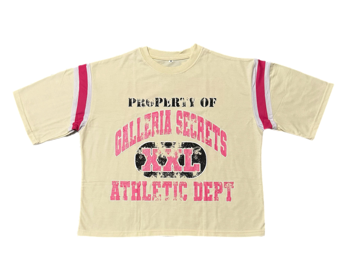 Cremè/Pink Cropped Tee