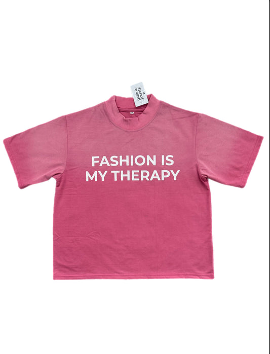 Acid Wash Pink "Fashion Is My Therapy" Tee