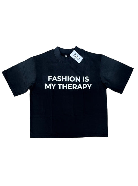 Acid Wash Black "Fashion Is My Therapy" Tee